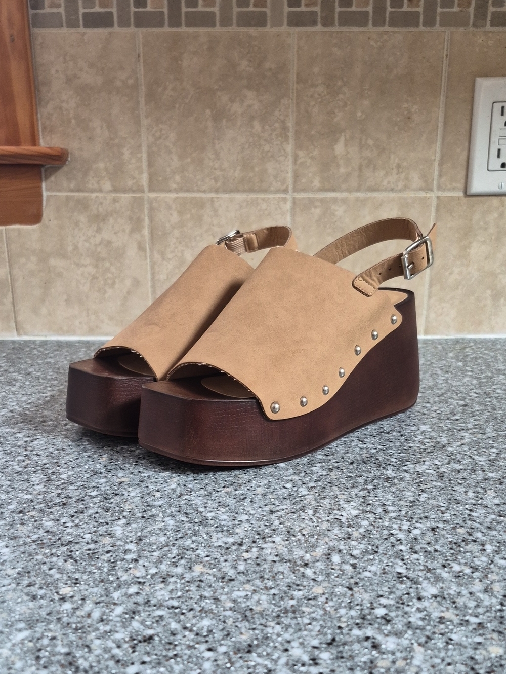 Madden Girl Platform Slingback Sandals in Tan